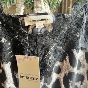 NWT ee:some Animal Print Camisole With Eyelash Lace